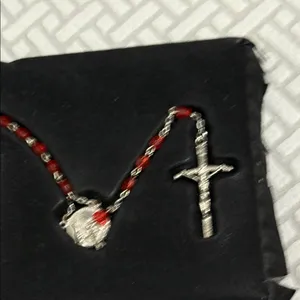 Vtg red rosary Pope John Paul II canonization Jesus Immaculate Conception red thumbnail 6