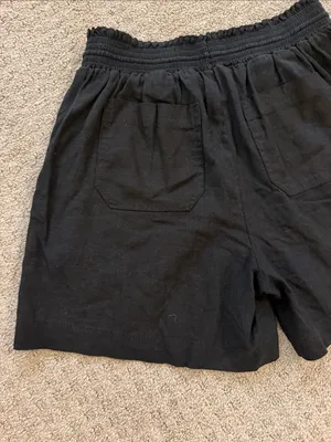 Briggs New York Black Linen Blend Pull On Drawstring Shorts - Medium Preppy thumbnail 7