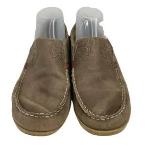 OluKai 9.5 Nohea Nubuck Loafers Taupe Leather Slip On Casual Comfort Shoes Women thumbnail 2