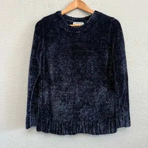 Orvis Navy Blue Chenille Crewneck‎ Pullover Sweater Medium thumbnail 1