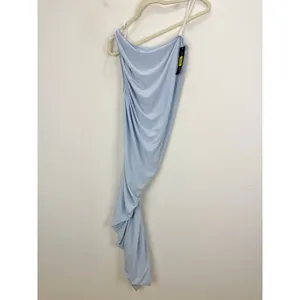 Betsy & Adam Jersey Ruched Sleeveless Asymmetrical Maxi Dress Blue US 2 NWT thumbnail 9