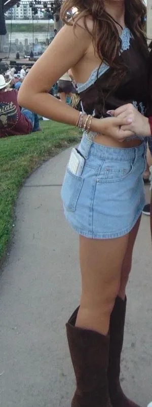 Blue lace brown country concert top thumbnail 1
