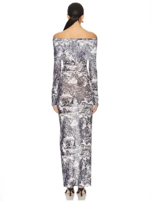 Superdown Karasi Maxi Dress in Toile Navy thumbnail 3