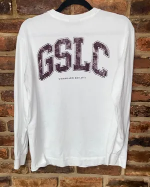 Gymshark White GSLC Graphic Oversized Long Sleeve T-Shirt Women's Size XS thumbnail 1