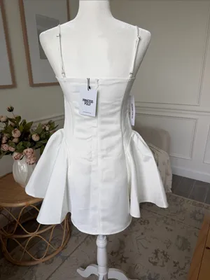 Princess Polly Alympia White Drop Waist Satin Bachelorette Mini Dress NWT thumbnail 9