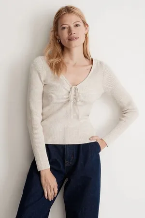Madewell Riverbend Cinched Pullover Sweater Women Small Beige Oatmeal‎ Knit Top thumbnail 1