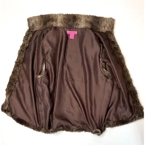 Betsey Johnson Brown Faux Fur Vest sz‎ Large Striped Retro Fully Lined thumbnail 9