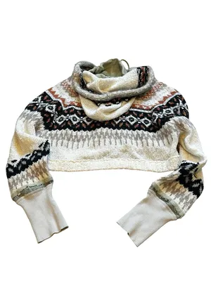 Free People Inverness Hoodie Cropped Sweater Boho Grunge Hippie Relxaed Fit M thumbnail 8