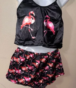 Flamingos pajama set Black Size M thumbnail 1