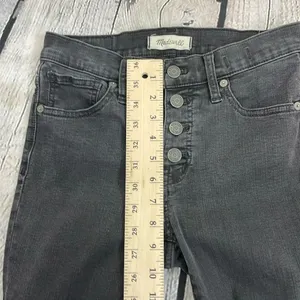 Madewell 9” Mid Rise Black Women’s Jeans Button Fly raw hem waist 25” thumbnail 11