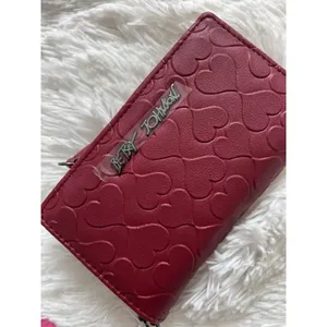 Betsey Johnson Red Hearts Zip-Around Wallet w/ Chain & Heart Charm, Folding thumbnail 2