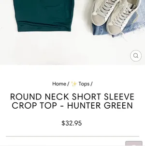 Round Neck Short Sleeve Crop Green thumbnail 3