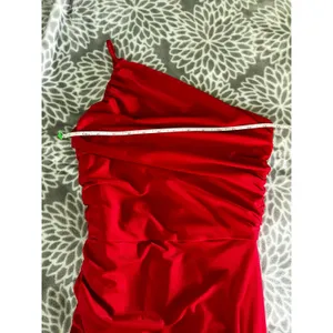 Lulus One Shoulder Maxi Dress Red Satin Asymmetrical Hem sz Small Party Wedding thumbnail 7