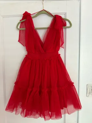 Red Tulle Mini Dress Boutique Dress thumbnail 1
