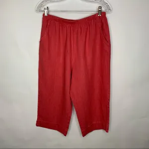 IVY Brand Linen Cropped Pants Capri Sz Medium Naturecore thumbnail 4