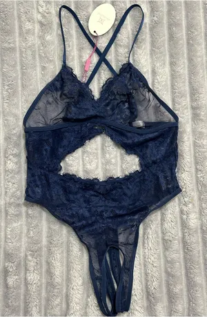 Avidlove Lace Cutout Bodysuit in Navy thumbnail 1