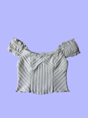 Kirious Boho white off the shoulder crop top thumbnail 2