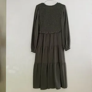 Doe and Rae Olive Smocked Midi Dress Small Cottagecore Boho thumbnail 3