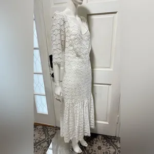 Gretchen Scott little bo peep maxi La Di Da Eyelet Cotton White dress Sz L P-8 thumbnail 2