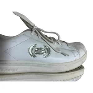 Vtg Skechers White Sneakers 10 Leather Silver Logo Y2k 1990s Shoes WSL Lace up thumbnail 3