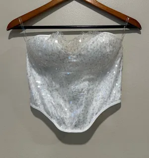 White sequin corset top Size L thumbnail 1