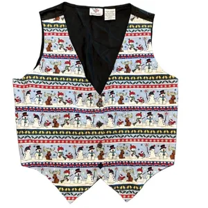 VTG 90s snowman reindeer vest L vest novelty ugly Christmas sweater party nerd thumbnail 2