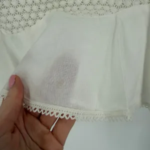 Tizzie Crochet Lace Blouse Women‎ Small White Bell Sleeve Boho Cottagecore Top thumbnail 12