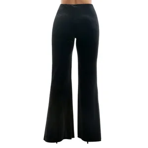 NWT Alex & Sophia Juniors High Rise Front Slit Wide Leg Velvet Pants Black S thumbnail 2
