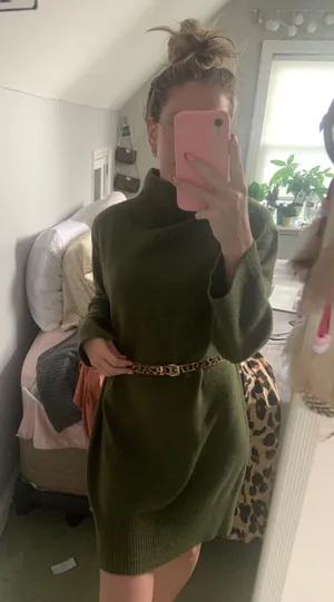 Olive Green Sweater Dress thumbnail 2