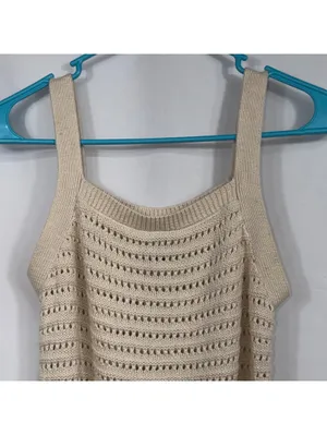Universal Thread Women’s S Cream Crochet Knit Tank Top thumbnail 2