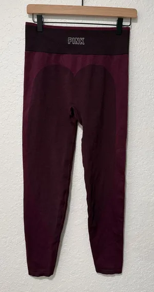 PINK Victoria's Secret Maroon Seamless Leggings Size Large thumbnail 1