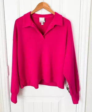 Industry Collared V-Neck Pullover Top Long Sleeve Size XL thumbnail 1