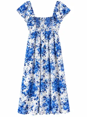 Tuckernuck Cecily Midi Dress Womens XXL Blue White Floral Flutter Sleeve thumbnail 4