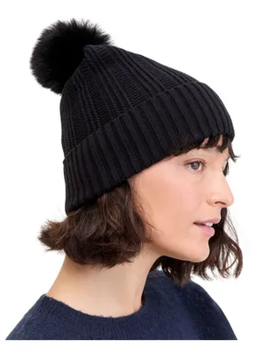 NEW On 34th Womens Boxed Rib-Knit Beanie Pom Pom MO1542501 Black thumbnail 7