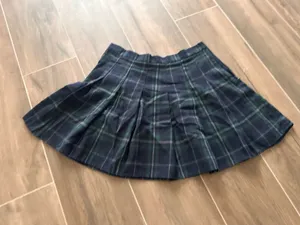 SheIn Green Navy Plaid Pleated Mini School Girl Skirt Dark Academia L thumbnail 3