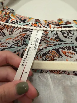 Anthropologie Paisley Ruffle Smocked Waist Blouse Small Multi-Color OB1487981 thumbnail 2