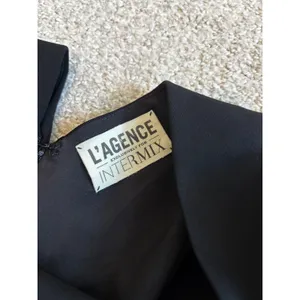 L'AGENCE Intermix Dress 4 Black Mesh Sequin V-Back Sheath Cocktail‎ LBD thumbnail 3
