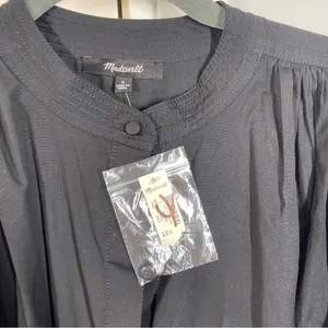 Madewell‎ Black Flutter Sleeve Button-Front Mini Dress in Poplin Size small nwt thumbnail 3