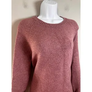 Banana Republic Size L‎ Rose Pink Heathered Cotton Blend Crewneck Sweater Raglan thumbnail 3