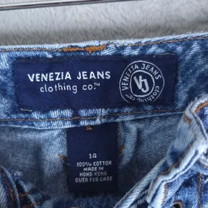 Venezia Jeans Shorts Womens 14 Blue Mid Rise Lace‎ Up Cotton Denim Medium Wash thumbnail 4