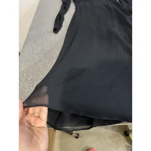 Abercrombie Women's Black Sheer Chiffon Pleated Long Sleeve Maxi Dress Size ST thumbnail 3