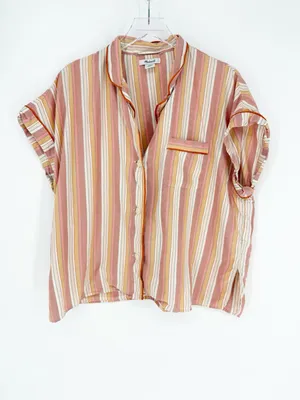 Madewell Rainbow‎ Stripe 2 Piece Pajama Set Women's XL Cozy Lounge thumbnail 2