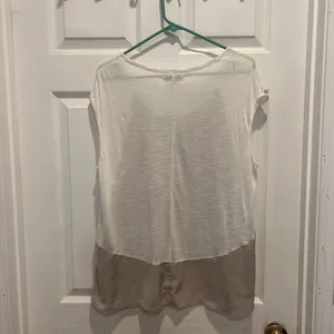 American Eagle Outfitters Women‎ L Colorblock Mixed Media High-Low Top Cream Tan thumbnail 5