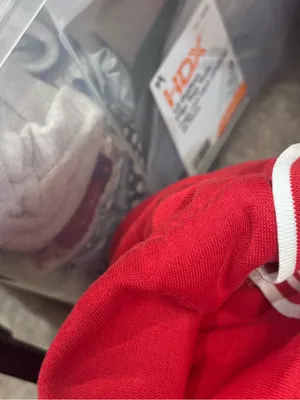 Vintage Red Crewneck Sweater Teddy Bear White Polo Collar size large thumbnail 7