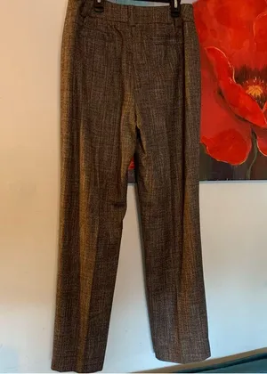 Carlisle Wool Blend Pants Women Size 6 Brown Straight Leg Trouser Tweed Lined thumbnail 3