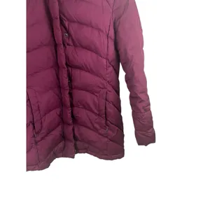 Lands' End Women's Jacket Puffer Coat XS Down Maroon Magenta Removable Hood Midi thumbnail 3