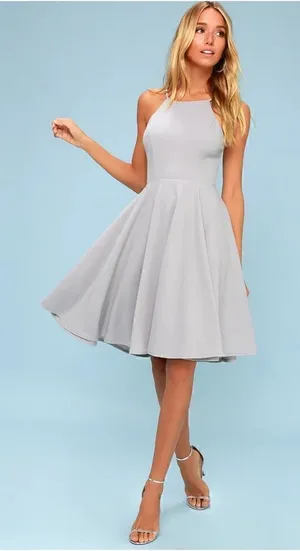 NWT Lulu’s Irresistible Charm Grey Fit & Flare MIDI A-Line Dress thumbnail 1