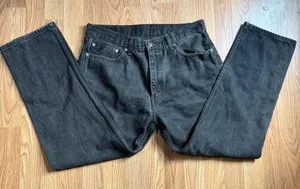 Levi's 505 Regular Fit Black Denim Jeans Men Size W36 L29 Straight Leg thumbnail 1