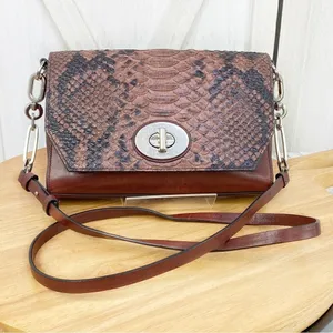Coach Python‎ Embossed Crosstown Crossbody Bag Brown thumbnail 1