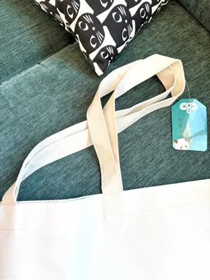 NWT Tote Bag With Tokyo Scenes Print Cream/Blue thumbnail 5